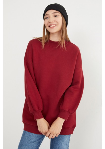 3 Iplik Basic Bisiklet Yaka Oversize Sweatshirt modelleri
