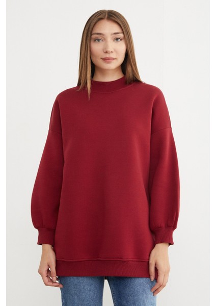 3 Iplik Basic Bisiklet Yaka Oversize Sweatshirt fırsatları