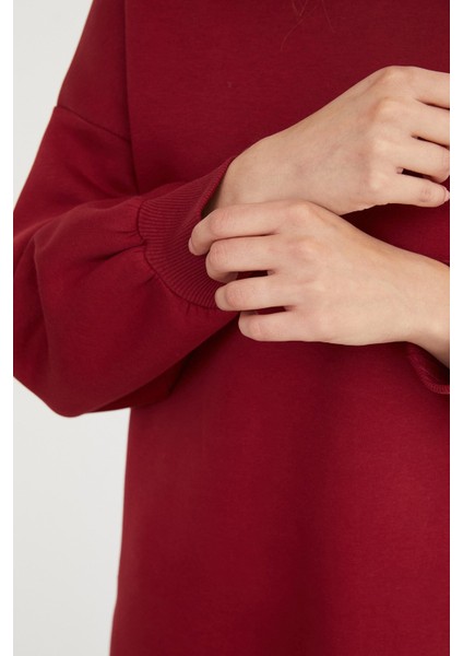 3 Iplik Basic Bisiklet Yaka Oversize Sweatshirt