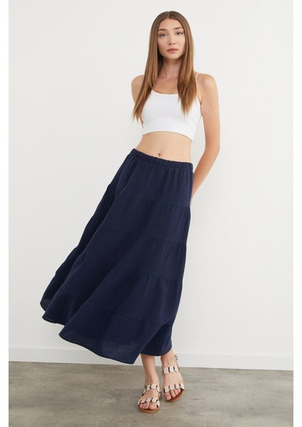 Beli Lastikli Keten Görünümlü Etek fiyatları