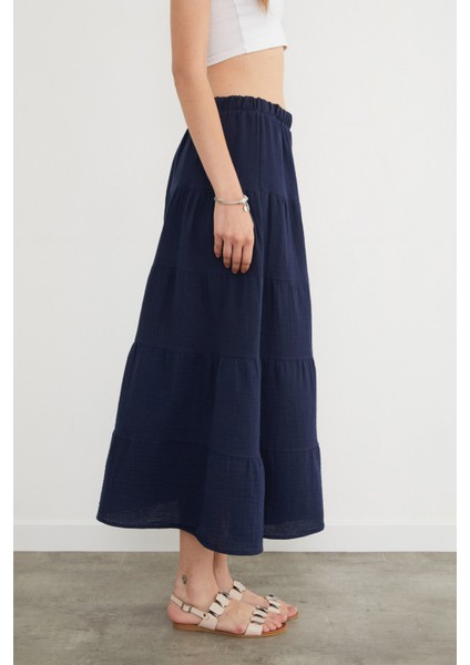 Beli Lastikli Keten Görünümlü Etek fırsatları