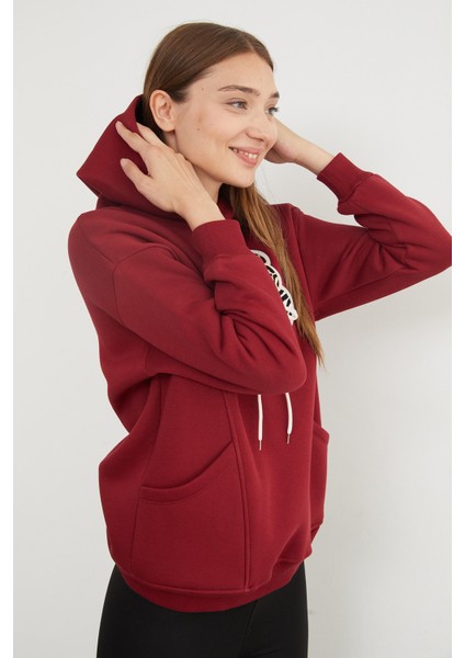 3 Iplik Ayıcık Nakışlı Cepli Kapüşonlu Oversize Sweatshirt fiyatları