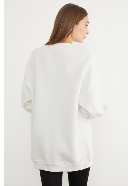 3 Iplik Basic Bisiklet Yaka Oversize Sweatshirt