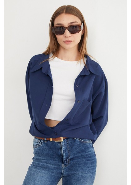 Basic Tek Cepli Oversize Gömlek