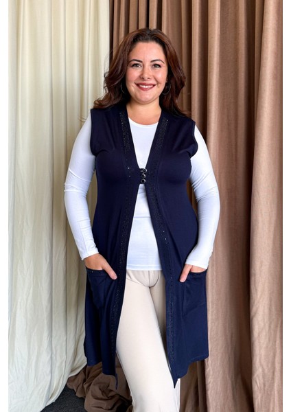 Kadın Büyük Beden Uzun Yelek 504