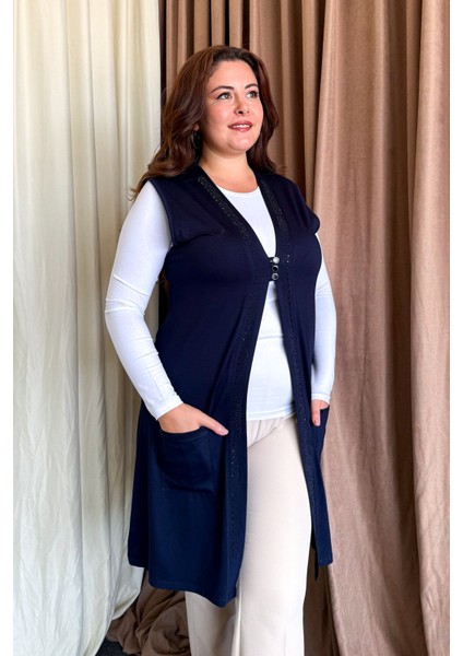 Kadın Büyük Beden Uzun Yelek 504 fiyatları