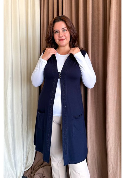 Kadın Büyük Beden Uzun Yelek 504 indirimleri