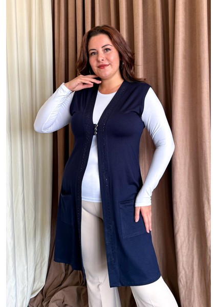 Kadın Büyük Beden Uzun Yelek 504