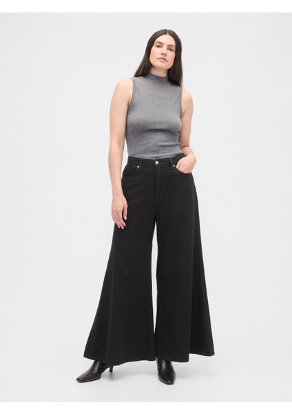Kadın Siyah Washwell Wide Leg Pantolon fırsatları