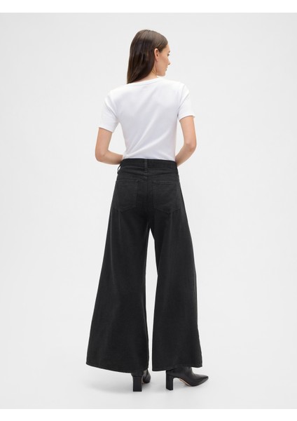 Kadın Siyah Washwell Wide Leg Pantolon indirimleri