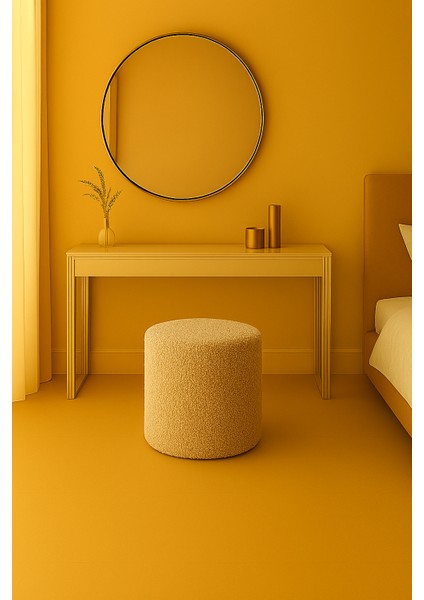 Yumuşak Teddy Peluş Kumaş Silindir Bench Puf – Oturma ve Dekoratif Koltuk