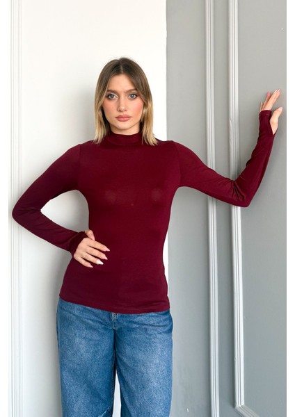 Kadın Parmak Geçmeli Yarım Balıkçı Body 21756