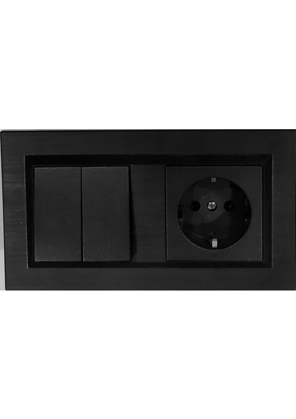 Quantum Siyah Komütatör (Ikili Anahtar)+Topraklı Priz 2'li Set (Ovivo)