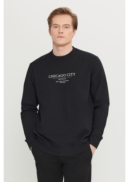 Pamuklu Standart Fit Normal Kesim Bisiklet Yaka Sweatshirt