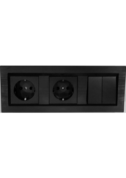 Ovivo Quantum Siyah Topraklı Priz+Topraklı Priz+Komütatör (Ikili Anahtar) 3'lü Set