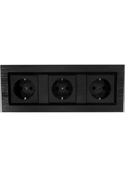 Ovivo Quantum Siyah Topraklı Priz+Priz+Priz 3'lü Set