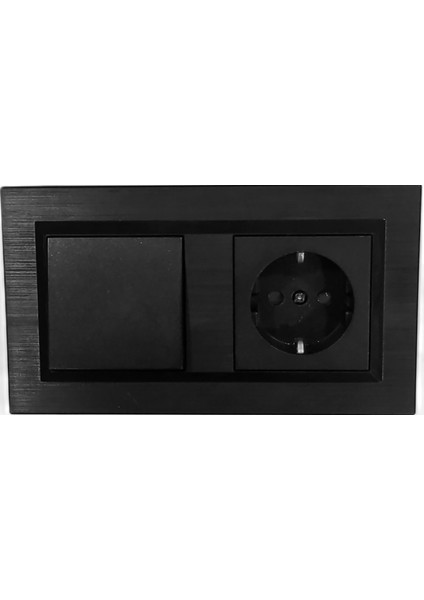 Ovivo Quantum Siyah Anahtar+Çocuk Korumalı Topraklı Priz 2'li Set