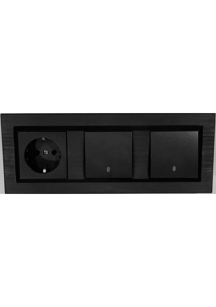 Ovivo Quantum Siyah Topraklı Priz+Vaviyen+Vaviyen 3'lü Set