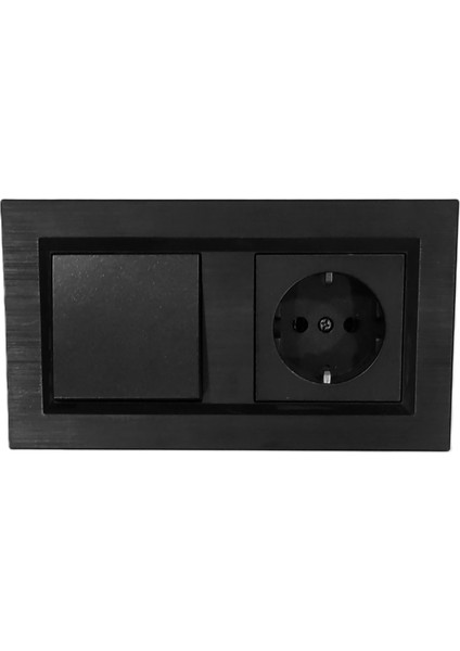Ovivo Quantum Siyah Anahtar+Topraklı Priz 2'li Set