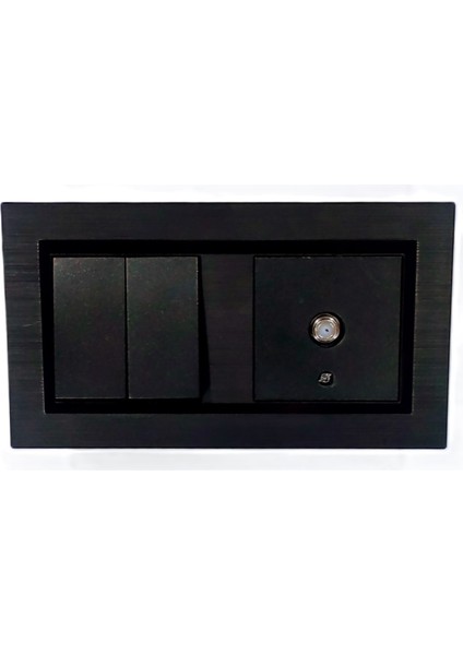 Ovivo Quantum Siyah Komütatör (Ikili Anahtar)+Uydu Tv Televizyon Prizi 2'li Set