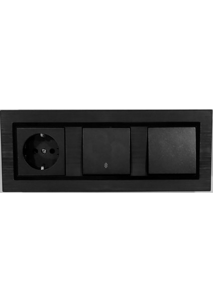 Ovivo Quantum Siyah Topraklı Priz+Vaviyen+Anahtar 3'lü Set