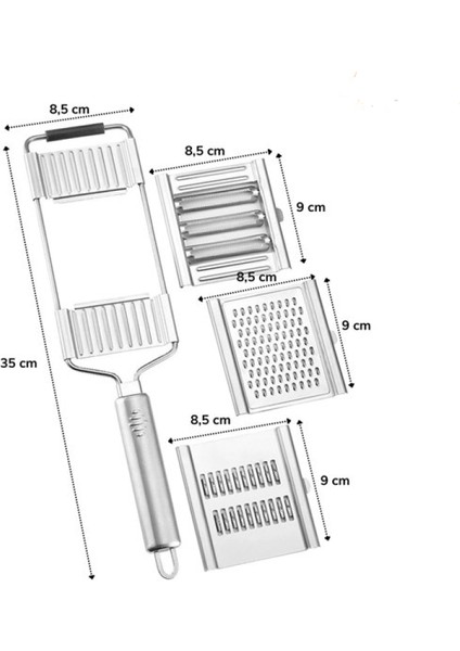 Ayarlanabilir 3 Farklı Başlıklı Tutmalı Sebze Dilimleyici Peynir Rendeleyici Aparat (4915) fırsatları