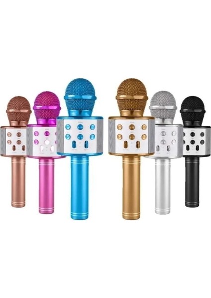 Wireless Mikrofon Karaoke - Hoparlör USB Şarjlı USB - Tf - Aux Renkli Krom Kaplama PIL:800MAH - Dc 5V Bls-25 (4915) fiyatları