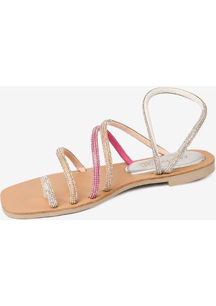 Kadın Pembe Hakiki Deri Taşlı Sandalet 4Y2WS59098 indirimleri