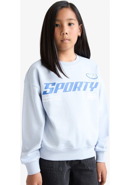 Kız Çocuk Relax Fit Bisiklet Yaka Baskılı Sweatshirt E6760A825AU modelleri