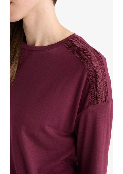 Regular Fit Bisiklet Yaka Uzun Kollu Tişört E9905AX25AU indirimleri