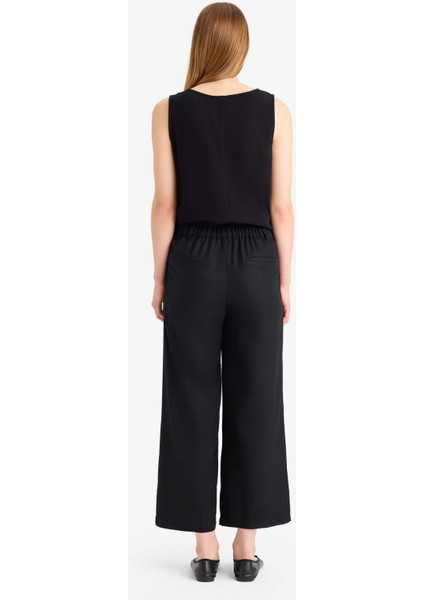 Culotte Yüksek Bel Kısa Boy Keten Karışımlı Pantolon E7962AX25SP