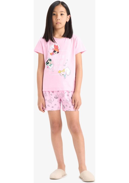 Kız Çocuk PowerPuff Girls Pijama Takımı Kısa Kollu Üst Şort F3136A825SM