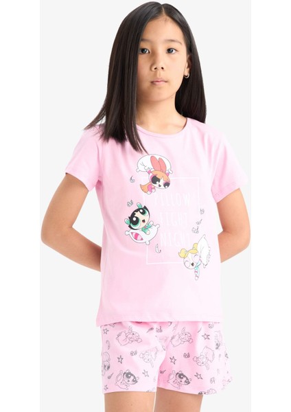 Kız Çocuk PowerPuff Girls Pijama Takımı Kısa Kollu Üst Şort F3136A825SM fırsatları
