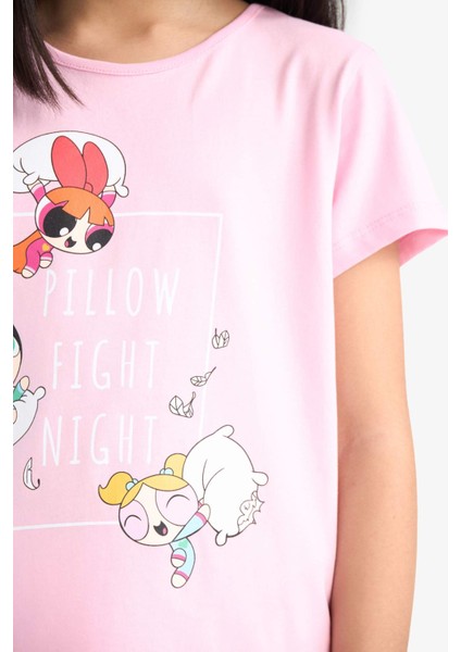 Kız Çocuk PowerPuff Girls Pijama Takımı Kısa Kollu Üst Şort F3136A825SM