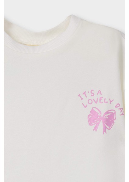 Kız Bebek Bisiklet Yaka Baskılı Kısa Kollu Tişört F3498A525AU fiyatları