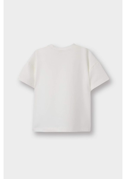 Kız Bebek Bisiklet Yaka Baskılı Kısa Kollu Tişört F3498A525AU modelleri