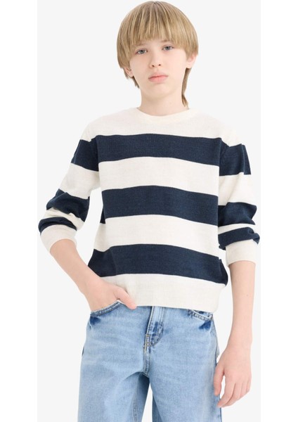 Erkek Çocuk Bisiklet Yaka Çizgili Triko Kazak C1710A825AU fırsatları