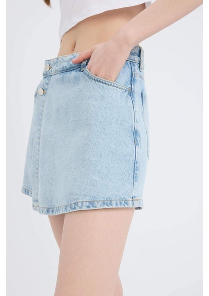 Yüksek Bel Jean Şort Etek indirimleri