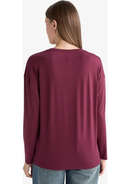 Regular Fit Bisiklet Yaka Uzun Kollu Tişört E9905AX25AU