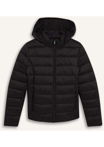 Su Geçirmez Regular Fit Dik Yaka Fermuarlı Şişme Mont E8689AX25AU