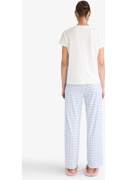 Pijama Takımı Regular Fit Kısa Kollu Üst Kareli Alt-Fall in Love F7546AX25AU