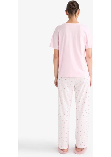 Pijama Takımı Regular Fit Kısa Kollu Üst Uzun Alt-Fall in Love F9909AX25AU