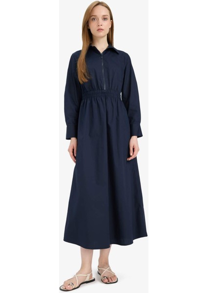 Regular Fit Gömlek Yaka Poplin Uzun Kollu Elbise F0322AX25AU