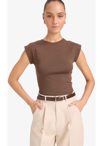 Slim Fit Dar Kesim Bisiklet Yaka Basic Düz Modal Kısa Kollu Tişört F0685AX25AU modelleri