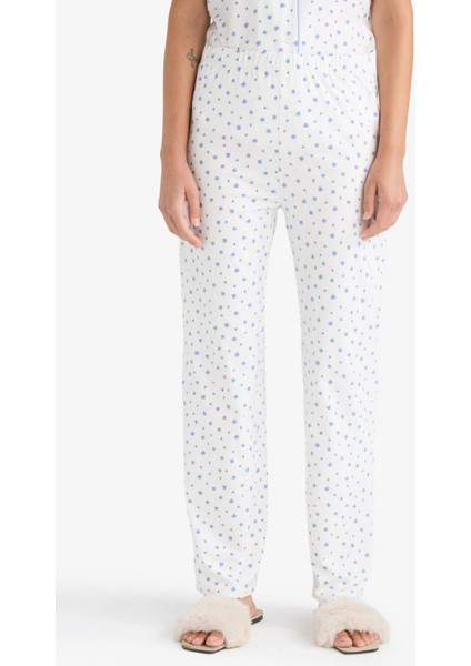 Pijama Takımı Regular Fit Desenli Kısa Kollu Üst Uzun Alt-Fall in Love F7547AX25AU