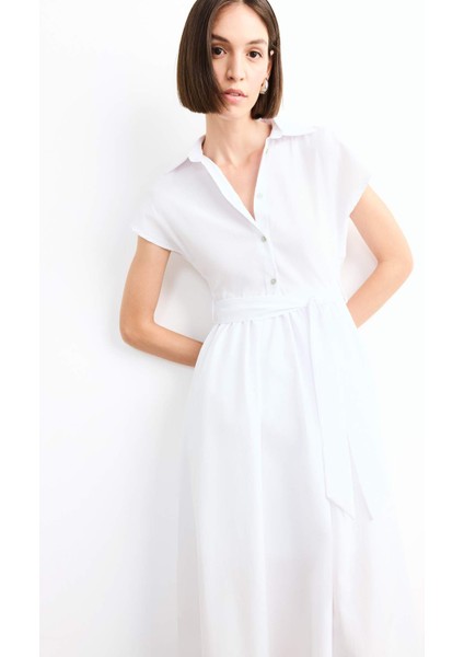 Terry Cotton Kısa Kollu Kemerli Midi Elbise G0392AX25SM fırsatları