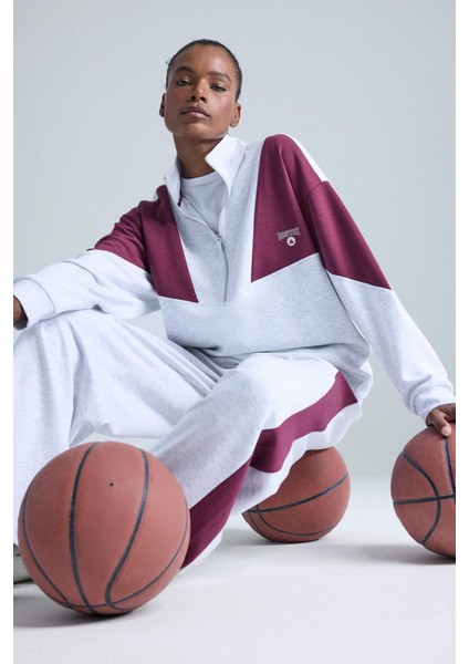 Fit NBA Boston Celtics Oversize Geniş Kalıp Yarım Fermuarlı Skuba Dalgıç Kumaş Sporcu Sweatshirt E8935AX25AU