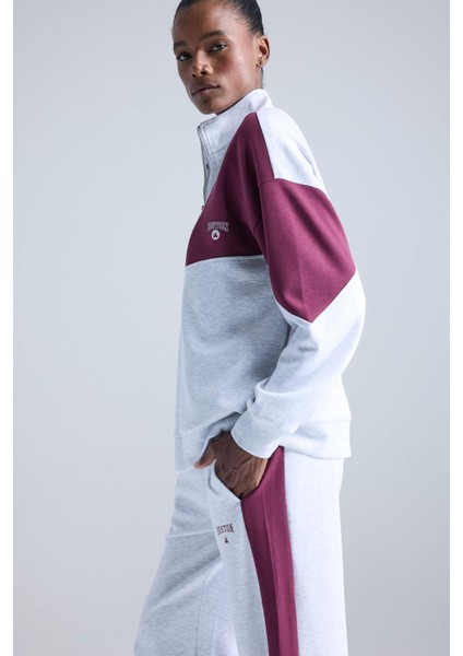 Fit NBA Boston Celtics Oversize Geniş Kalıp Yarım Fermuarlı Skuba Dalgıç Kumaş Sporcu Sweatshirt E8935AX25AU modelleri