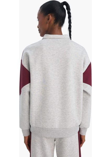 Fit NBA Boston Celtics Oversize Geniş Kalıp Yarım Fermuarlı Skuba Dalgıç Kumaş Sporcu Sweatshirt E8935AX25AU