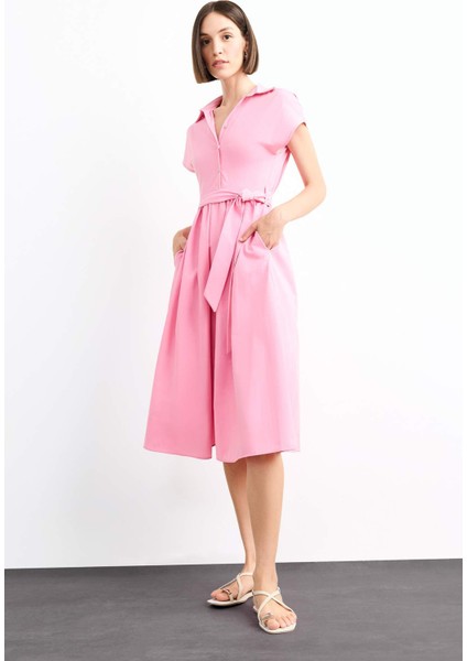 Terry Cotton Kısa Kollu Kemerli Midi Elbise G0392AX25SM modelleri